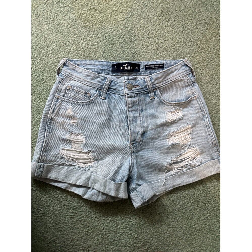 Hollister High-Rise Boyfriend Denim Shorts Light Wash Size 25 W25